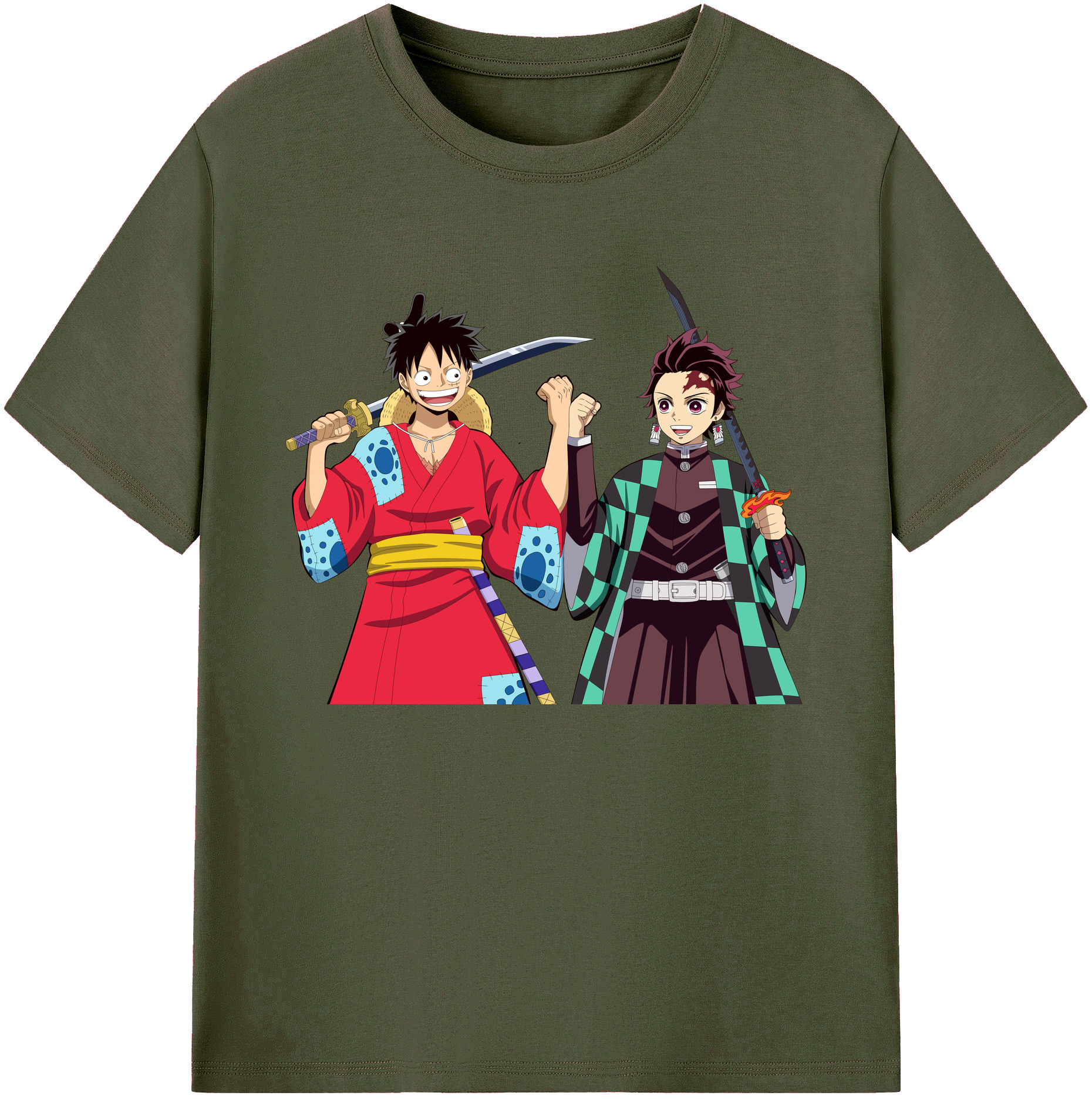 （画像用） 鬼滅の刃 竈門 炭治郎／かまど たんじろう Kamado Tanjirou 綿100％ メンズ半袖Tシャツ｜肌触りやわらか＆通気性